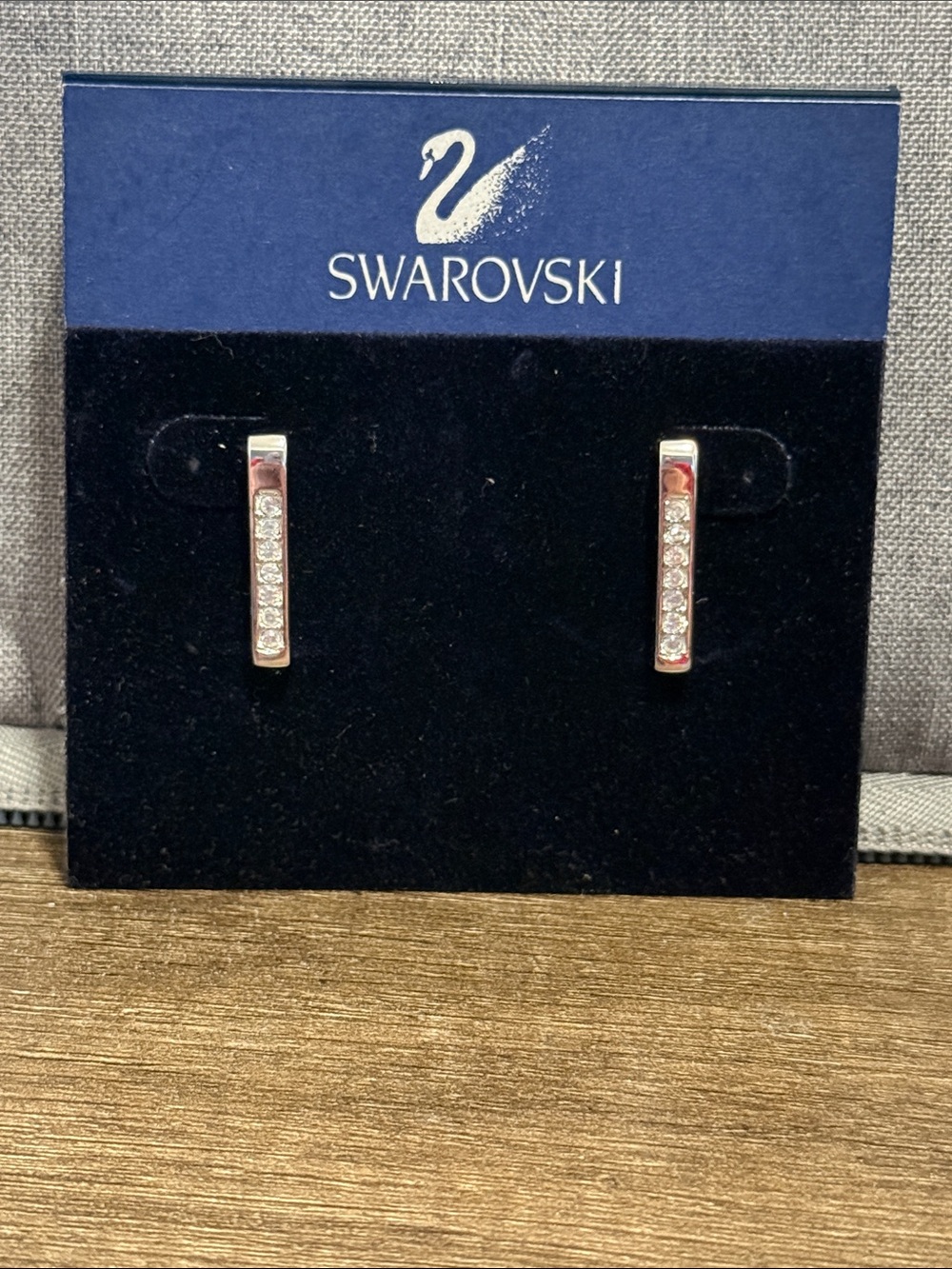 Swarovski Silver Pavé Crystal Bar Earrings